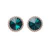 E589 Emerald Crystal Rose Gold Silver Needle Earrings Earrings Recommendation