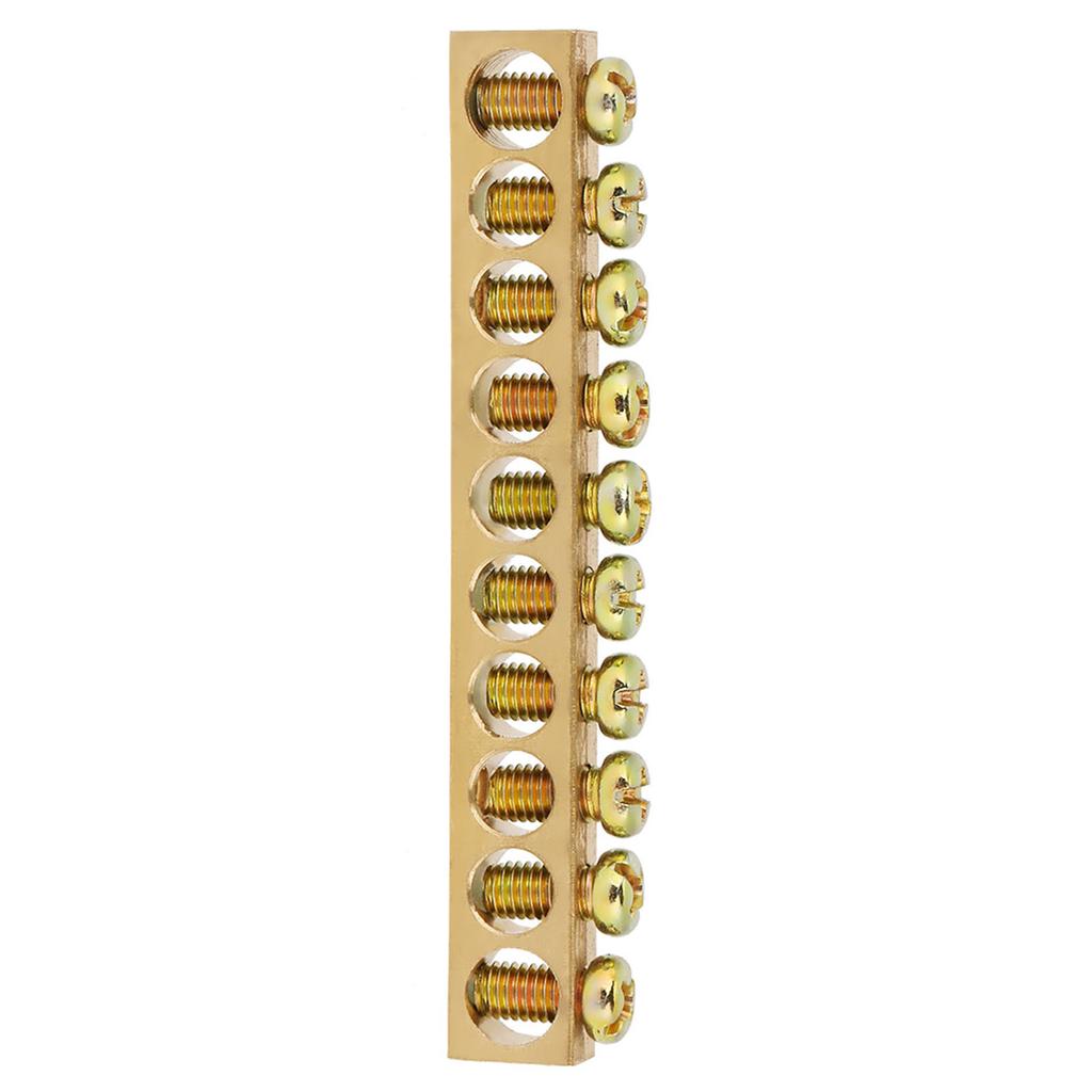 10pcs 10Hole Electrical Distribution Wire Screw Terminal Brass Ground Neutral Bar