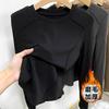 European autumn and winter polished thickened bottoming shirt women's long-sleeved inner shoulder T-shirt women's slim design thin velvet top