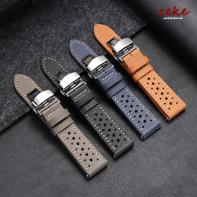 Vintage Handmade Leather Watch Strap 18mm 20mm 22mm for Seiko Breathable Porous Cowhide Watchband Butterfly Buckle Bracelet Belt
