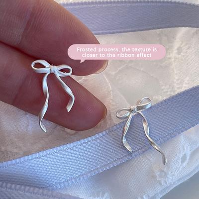 Y2K Ribbon Bow Earrings For Women  Cute Jewelry Piercing Ear Accessories Gift