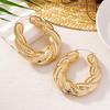 1 Pair Huggie Earrings Retro Shiny Twisted Geometric Solid Color Electroplated Lightweight