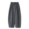 Womens High-Waisted Wide-Leg Cotton Blend Plaid Pants Loose Fit Casual Trousers Style