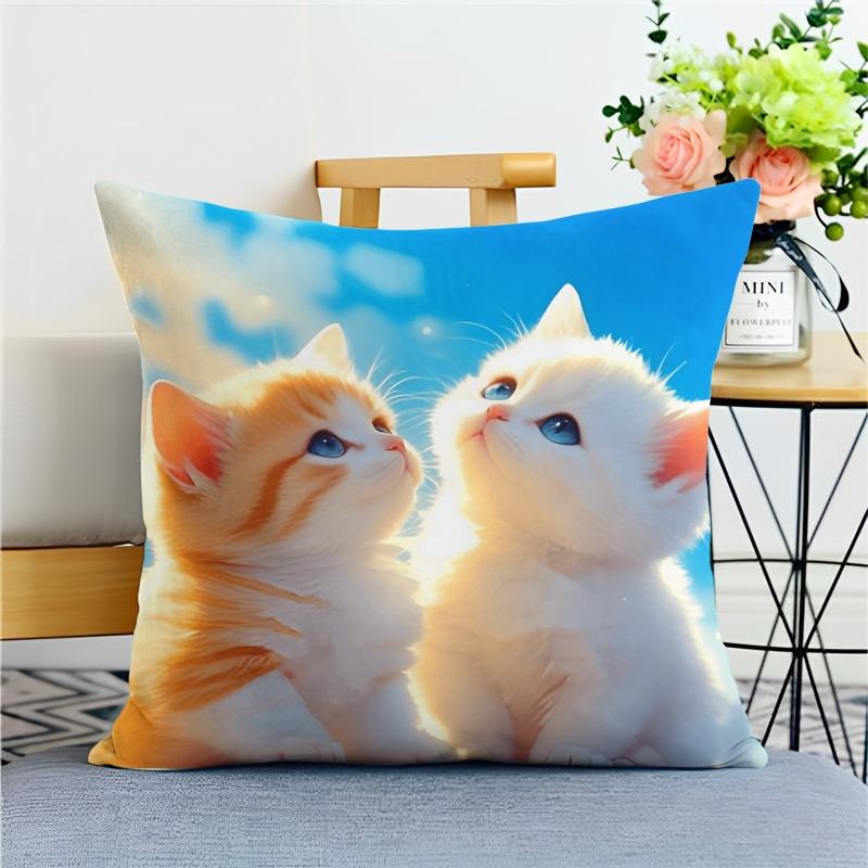Милый кот мультфильм наволочка для украшения общежития офис гостиная дома наволочка 40x40cm