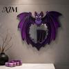 Hexen Ästhetik Wandkunst Halloween Dekoration Spiegel aus Holz, Kürbis Geist Fledermaus Hexe Cartoon Spiegel Dekoration, Lustig für Eingangsbereich Party, Festlich