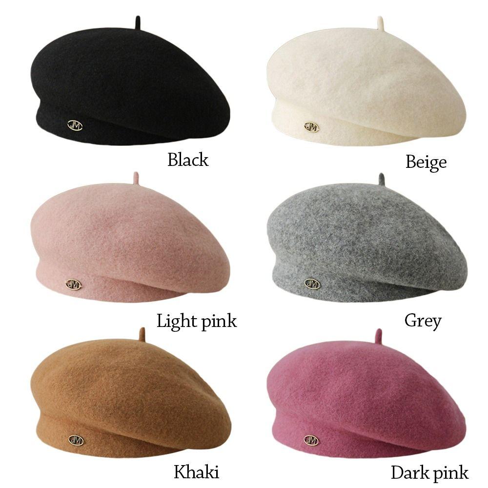 Retro Plain Cap Solid Color French Artist Hat Autumn Winter Wool Berets Hat  for Women