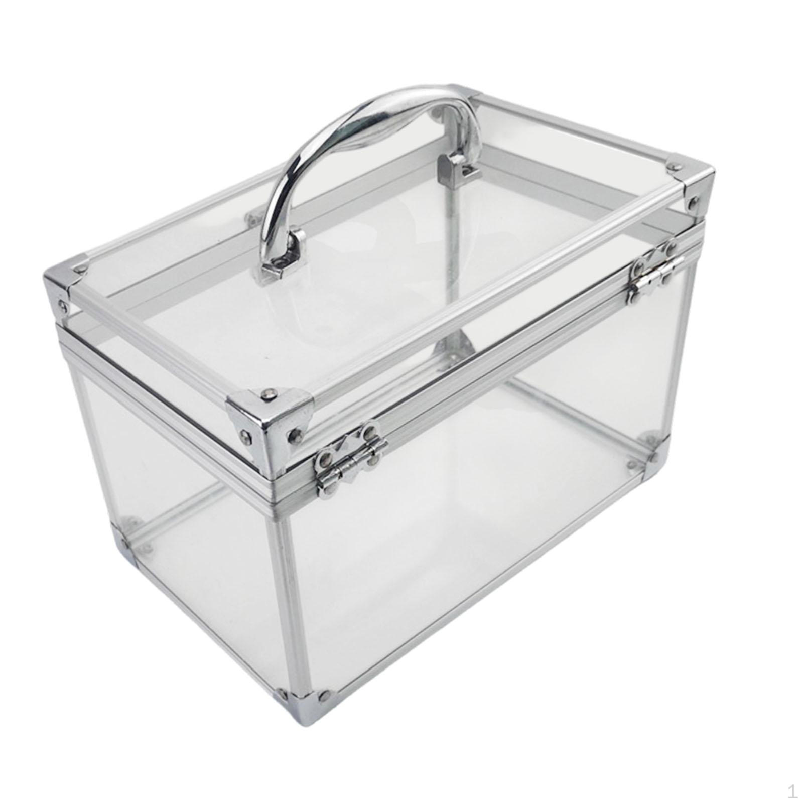 

Acrylic Makeup Box with Handle, Display Stand, Portable Crown-shaped Case, Case for Nail серебряный
