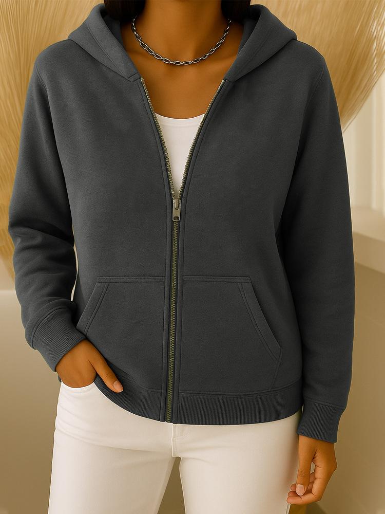 Casual Hooded Zipper Long Sleeve Loose Pullover Multicolour Womens Sweatshirt Trendy Design Comfortable Fit Versatile for Daily Wear & Outdoor