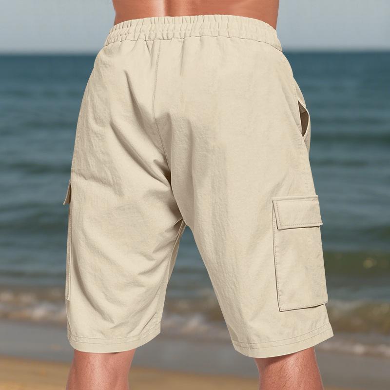 Men's Breathable Loose-Fit Cargo Casual Shorts with Pockets.