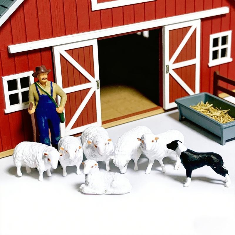 1:87 Scale Hand Painted Resin Collectible Figures Miniature Model Accessories Farm Animals Figure Model Dioramas Figure