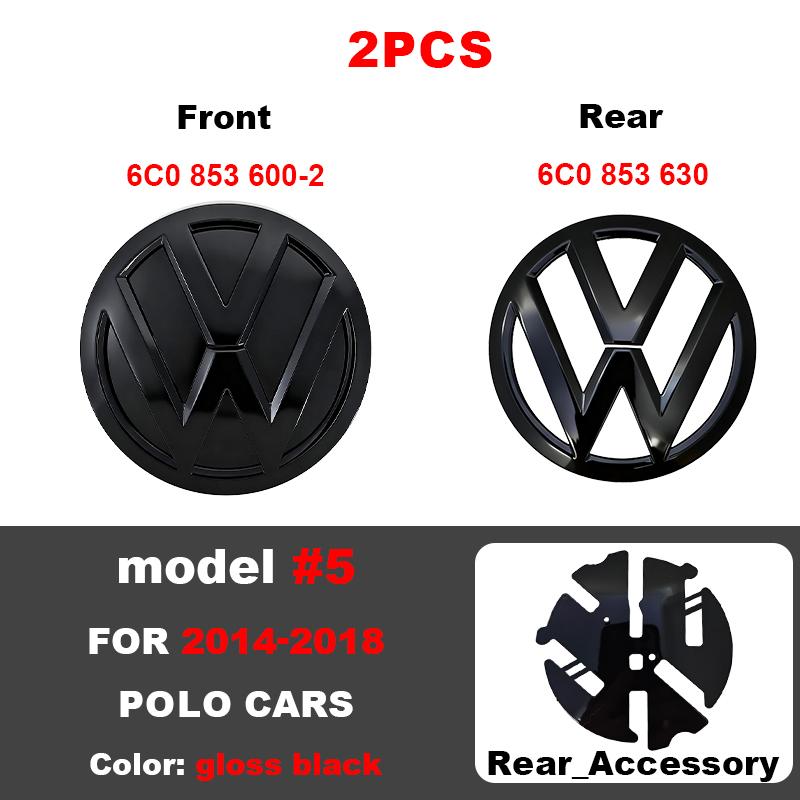 119mm 111mm ABS Car Front Grille Badge For VW 6C0853600 Volkswagen Polo 2014-2018 Rear Trunk Emblem Lid Logo Sticker Accessories ME2