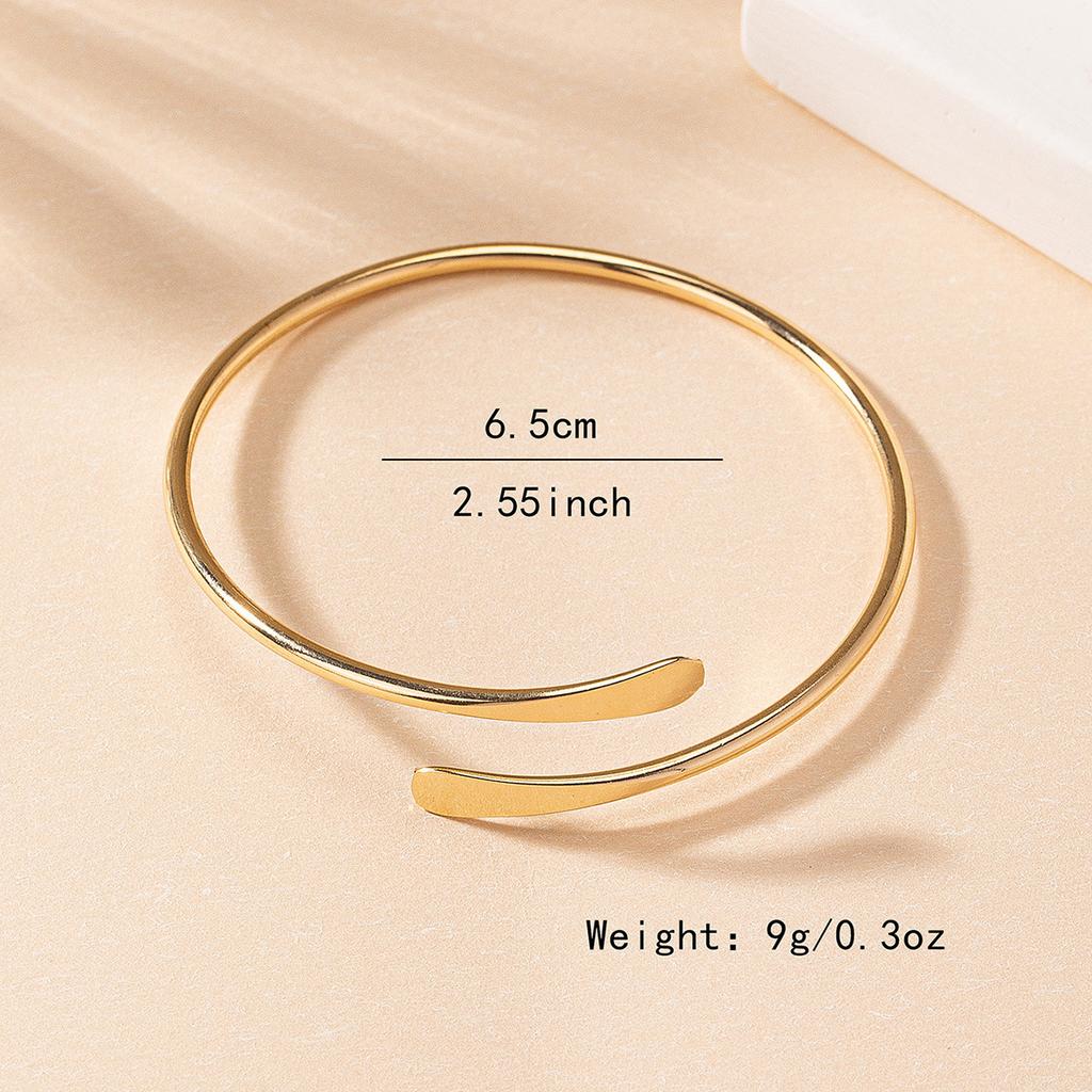 Metal Surround Two Ends Squashed Metal Open Arm Ring Bracelet Punk Simple Earrings Jewelry