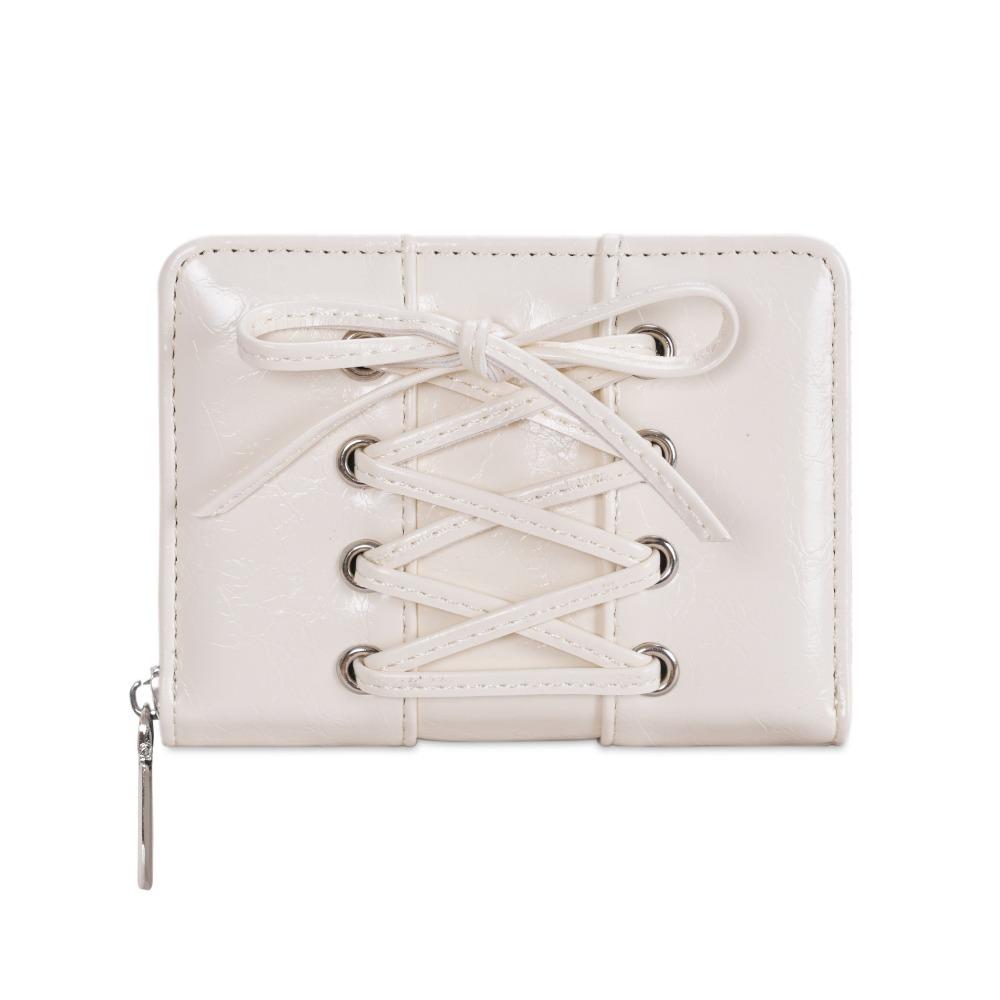

Minimalist Style Bow Short Wallet Large Capacity Zipper Card Bag Multi-Functional Coin Handbag Gift білий