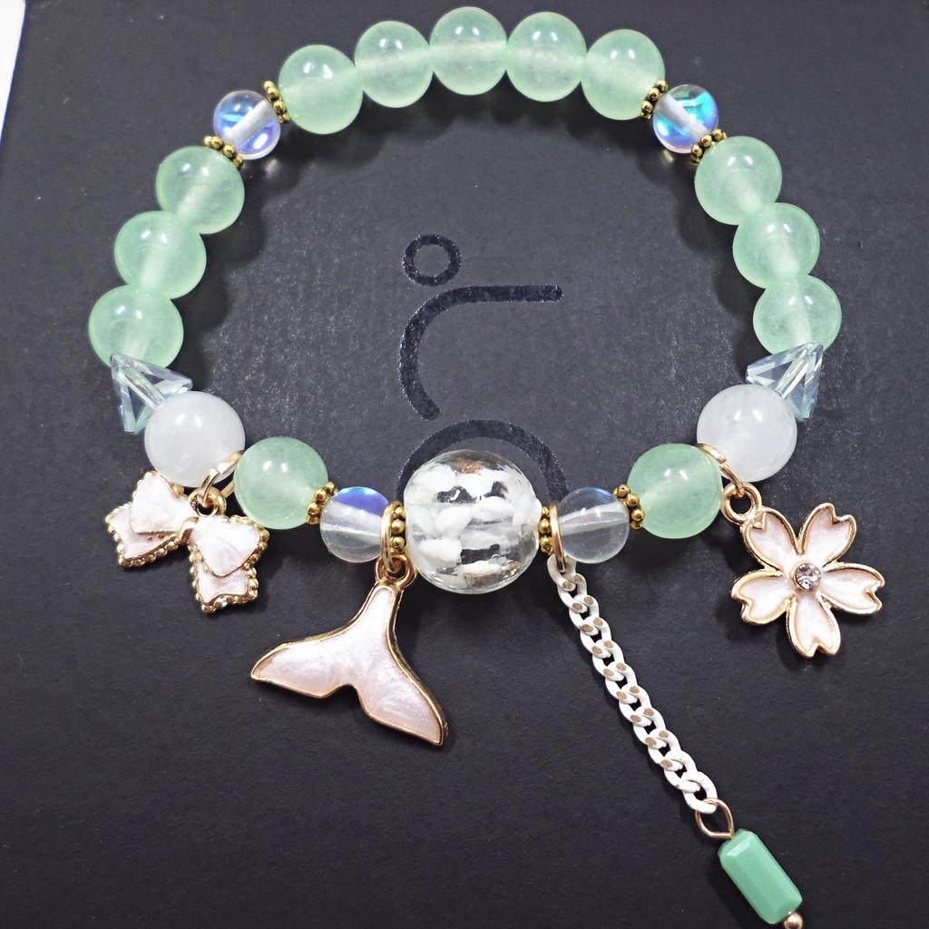 Korean Version of Chalcedony Glazed Moon Star Pendant Bracelet Burst Stone Crystal Bracelet Women's Handmade Beaded Hand Jewelry