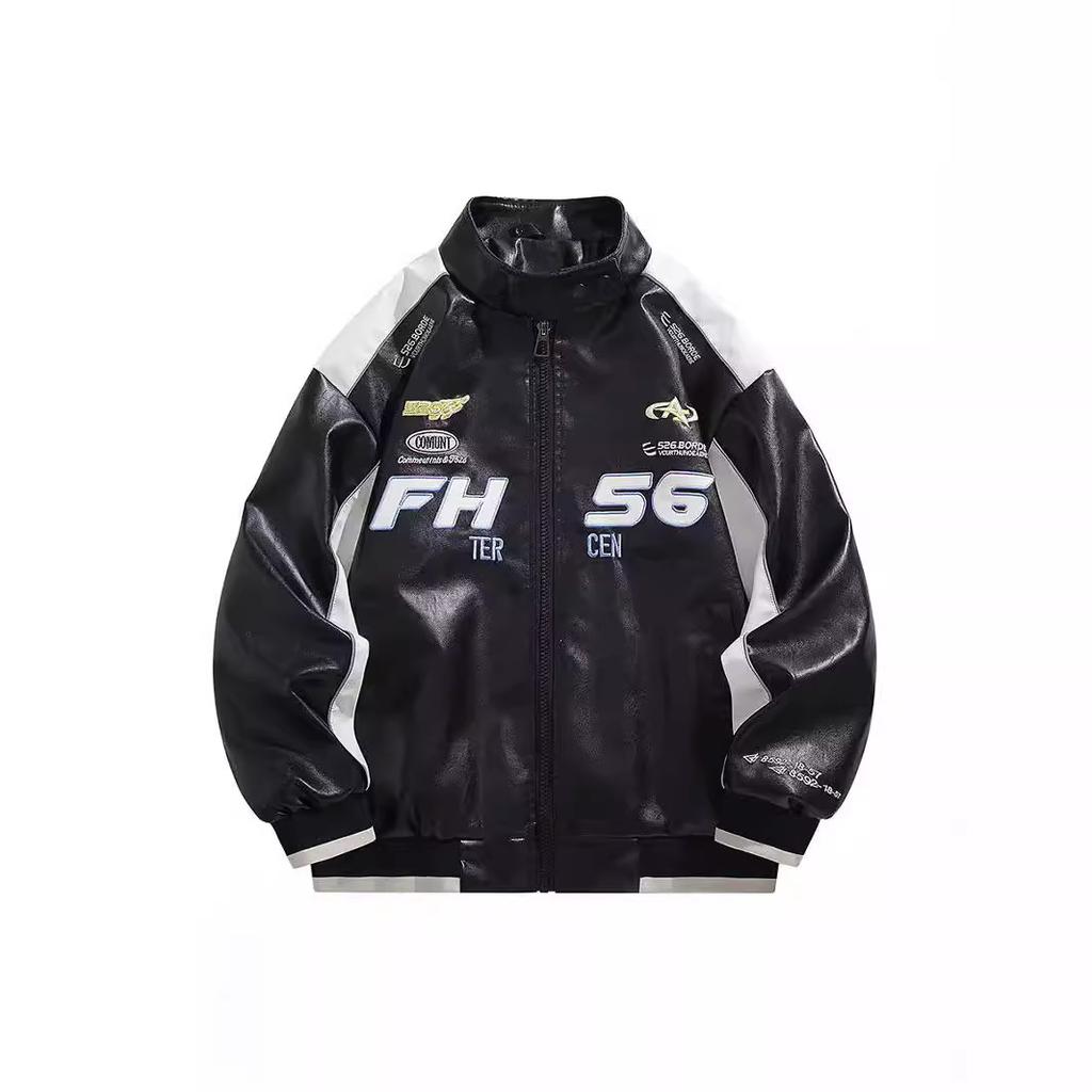 American PU Leather Jacket Men's Spring and Autumn Street Pilot Locomotive Jacket Top American Ruffian Jacket Men