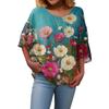 Summer Tops For Women Cute V Neck 3/4 Sleeve Blouses Floral Print Top Casual Shirts
