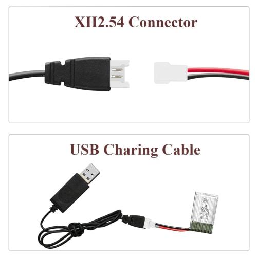 HAWK'S WORK 2-Piece 3.7V LiPo Battery, 300 mAh Rechargeable Lithium Polymer Battery for RC Planes, Helicopters, Drones, All Models and Toys (XH2.54 Co