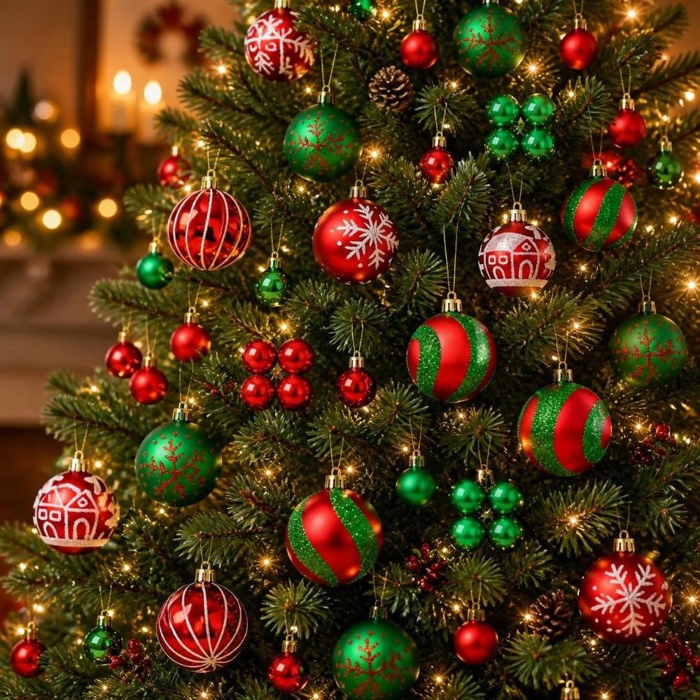 44Pcs/Set Creative Christmas Ball 6/3CM Xmas Ornament Ball Durable Christmas Tree Balls  Storefront