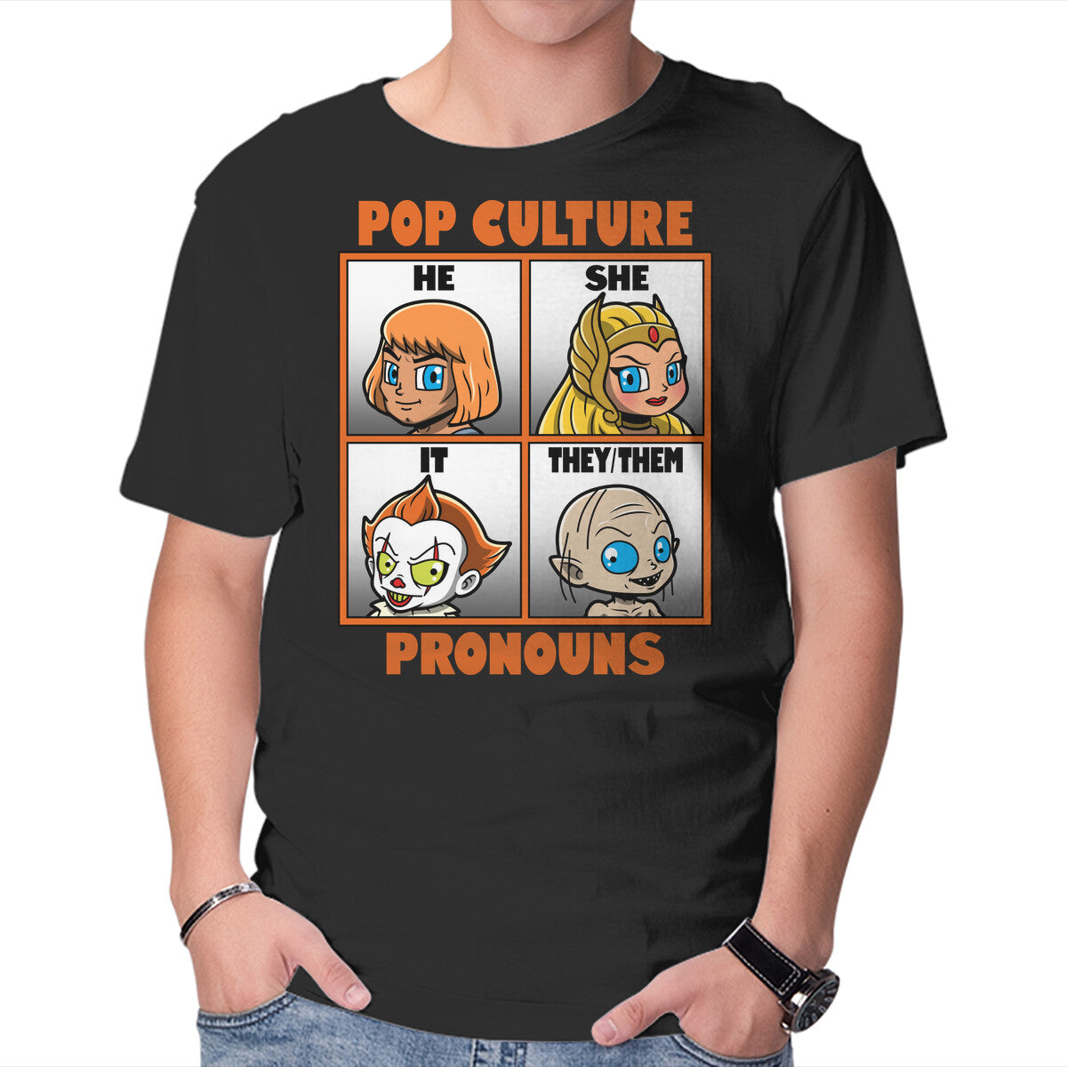 Unisex Crew Neck T-Shirt Pop Culture Pronouns Graphic Short Sleeve Casual Tee S