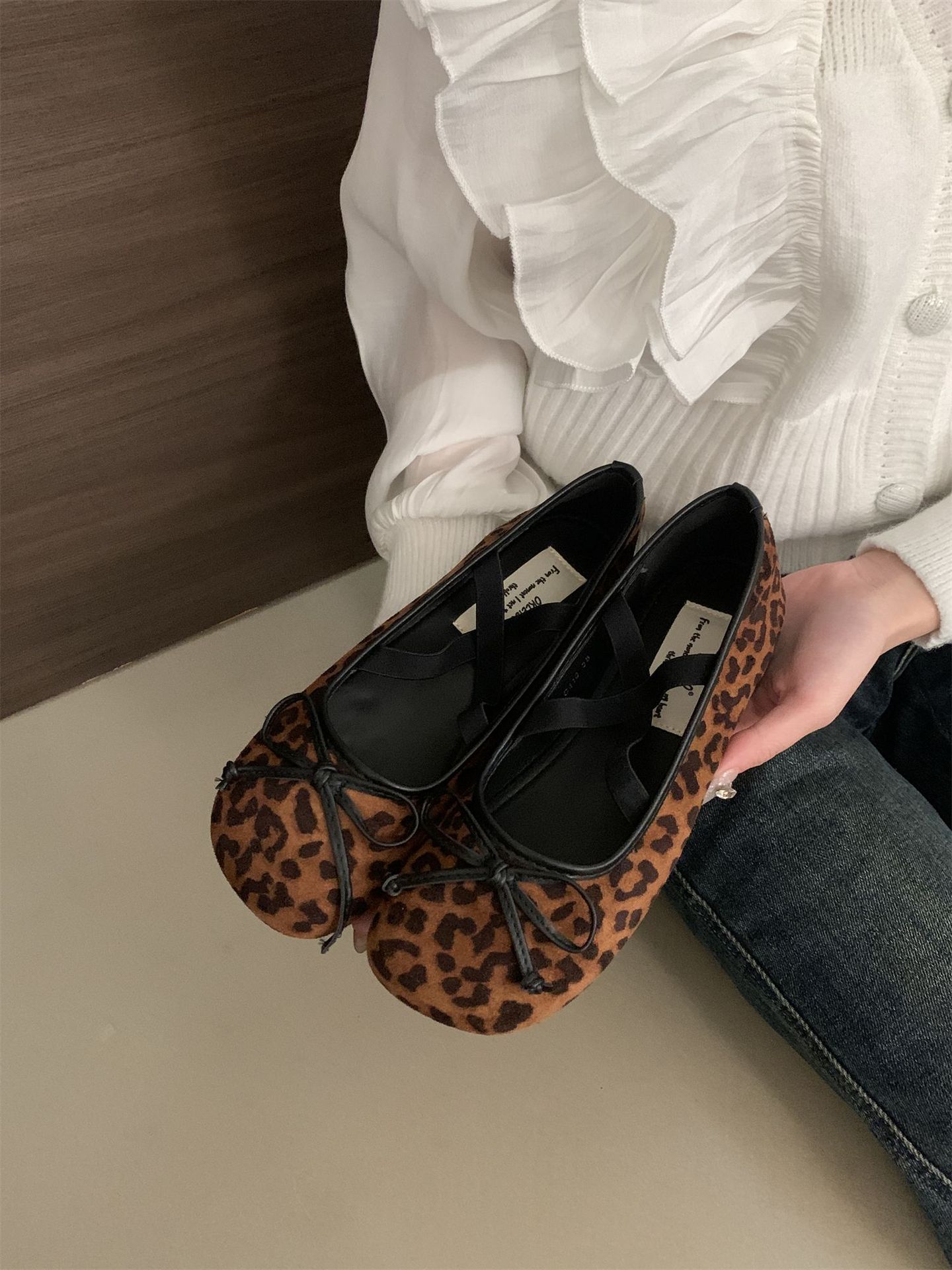 

IPPEUM Burgundy Ballet Flats Shoes Women Buckle Round Toe Mary Jane Shoes Ballerinas Zapatos Mujer 245 леопардовый