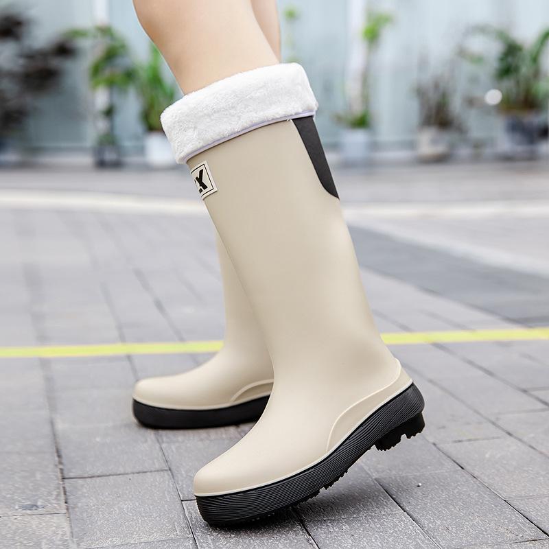 High tube rain shoes women's adult fashion rain boots waterproof, non-slip and wear-resistant rubber shoes long tube water shoes