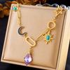 Trendy Rainbow Dopamine Resin Flower Pendant Eye Butterfly Chain Necklace