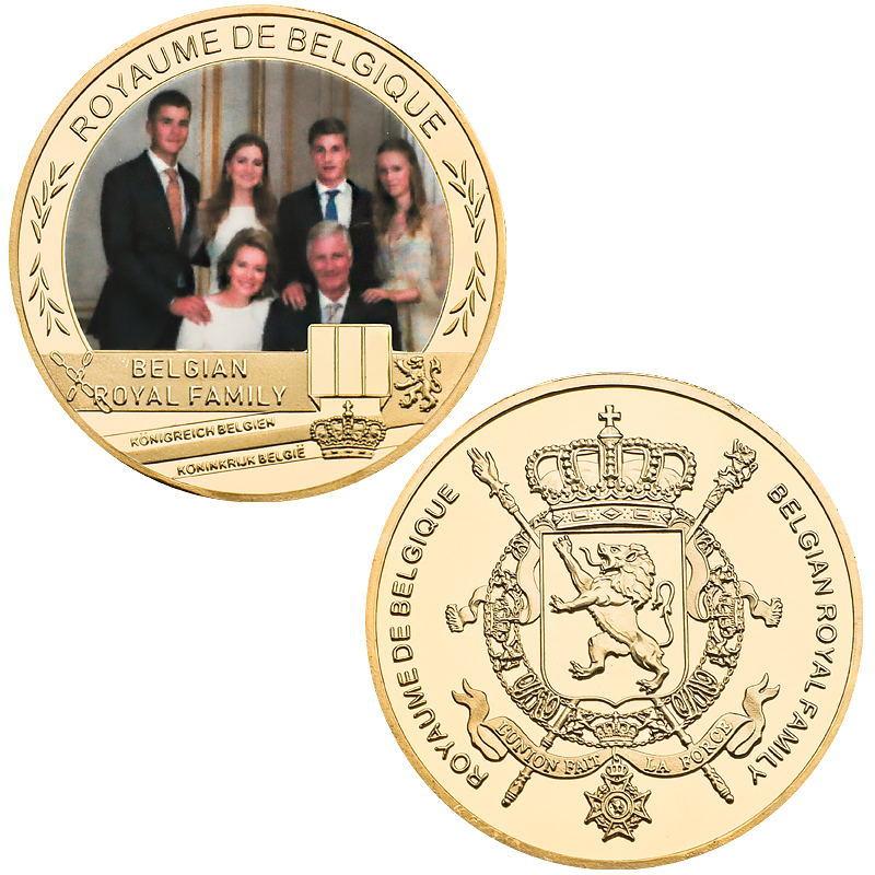 Medalie Comemorativă Regală Belgiană, Monede Comemorative, Set Cadou Artizanat Metalic, Insignă Metalică, Colecție, Include cutie cadou