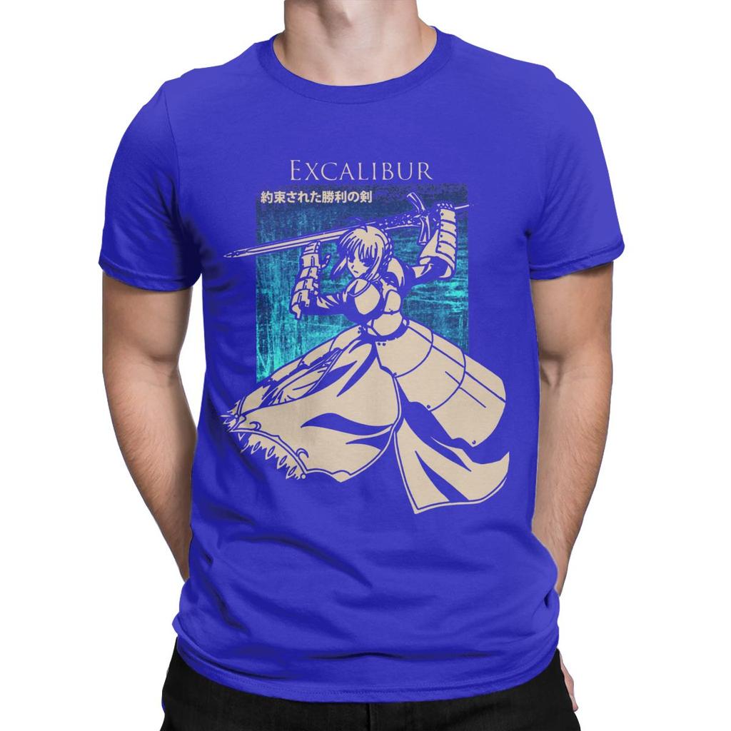 Men's Saber Excalibur Fate Grand Order T Shirts Cotton Clothing Casual Short Sleeve Round Collar Tees Plus Size T-Shirts