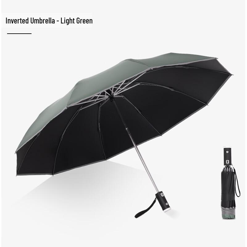 Automatic Reverse Umbrella with LED Flashlight and Reflective Strip
