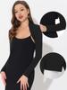 Allegra K Elegant Solid Long Sleeve Bolero Cardigan with Size M Women's Shrug, Black,