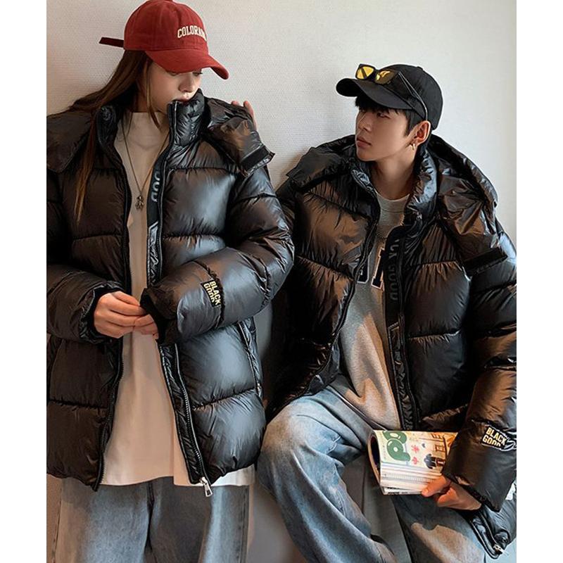 Autumn and Winter Bright Down Jacket, Couple Style Cotton Jacket, Fashionable Women's Casual Cotton Jacket, Over The Knee Warm Jacket