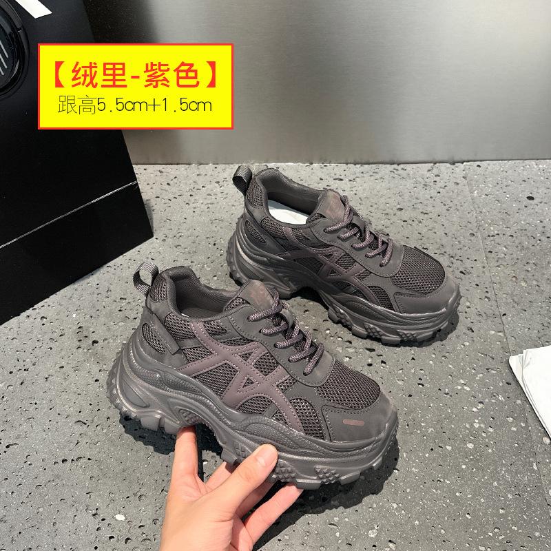 Platform dad shoes women's 2025 new autumn small inner height increase women's shoes versatile autumn and winter casual sports shoes