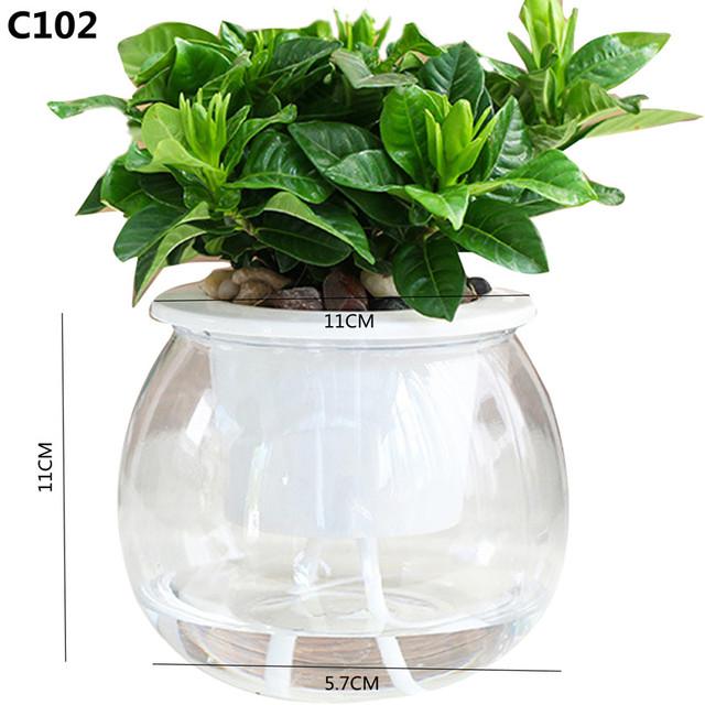 Lazy Flower Pot Automatic Water-Absorbing Flowerpot Transparent Plastic Self Watering Planter Plants Nursery Pods Flower Pot FU