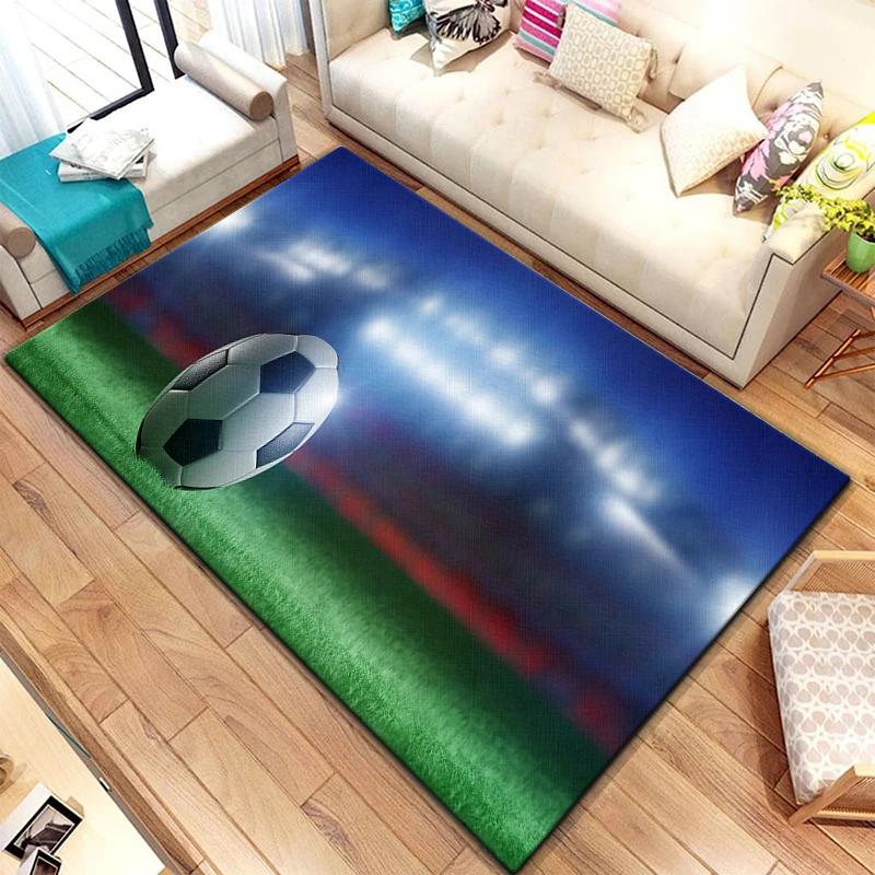 Soccer Football Sports Silhouette Pattern Carpet for Living Room Rugs Camping Picnic Mat Anti-Slip Rug Crawl Mat Fans Gift