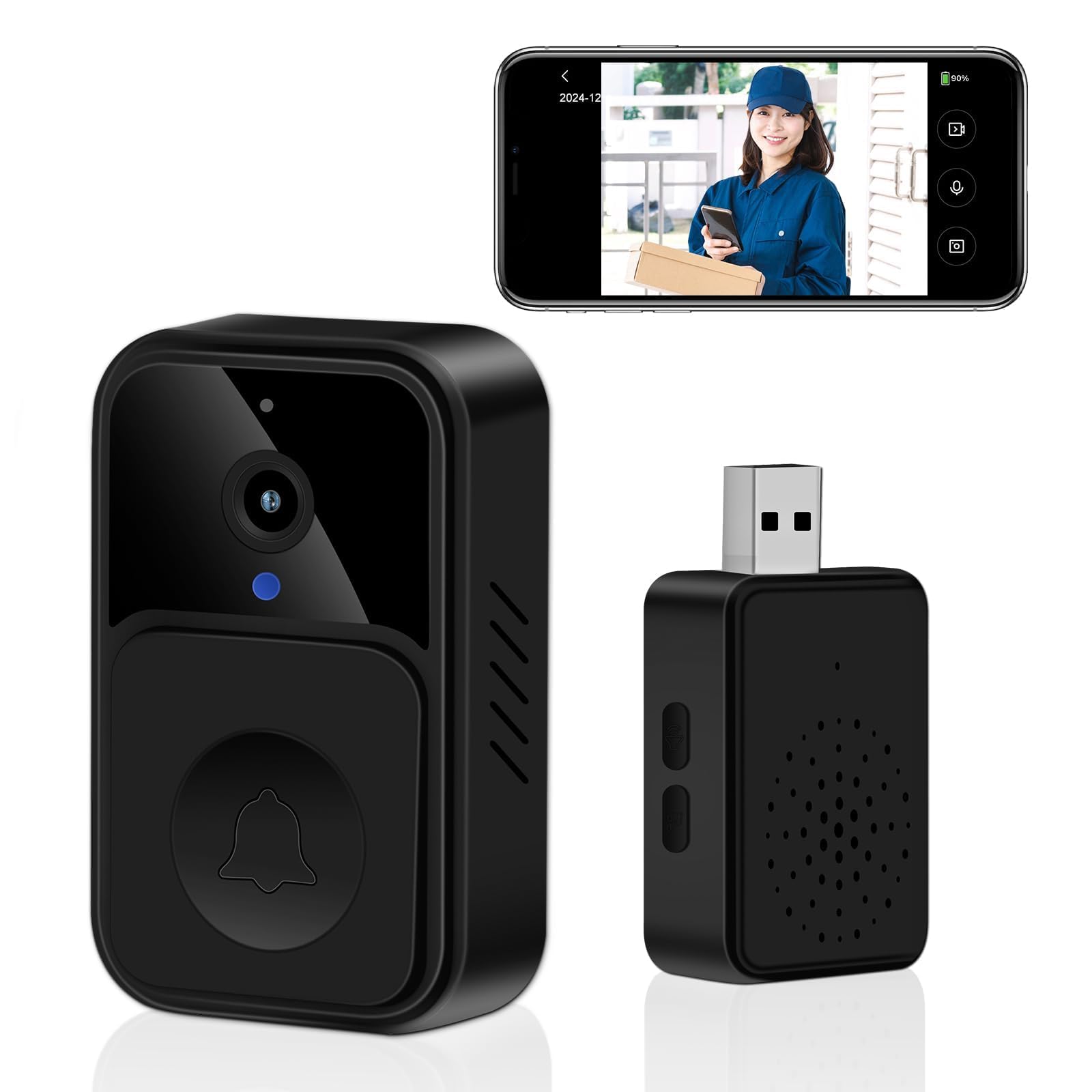 

ZHTNC Smart Answer the intercom with your This video doorbell features a call and a wireless No installation a rechargeable wireless intercom with a