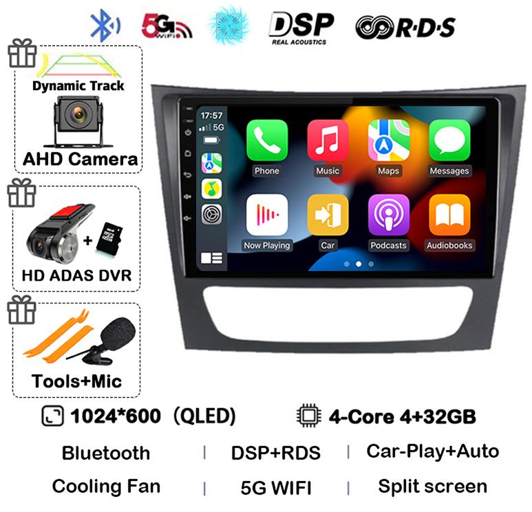 Android 14 Auto Carplay Car Radio For Mercedes Benz E-class W211 E200 E220 E300 E350 E240 CLS 2002-2010 Multimedia Player Stereo