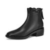Cow Skin Nubuck Winter Square Toe Thick Heels Ruffles Chelsea Fashion Boots Women Slip On Women Ankle Boots