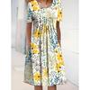 Women Summer Vintage Floral Loose Sexy Ruffles Dress with Pocket