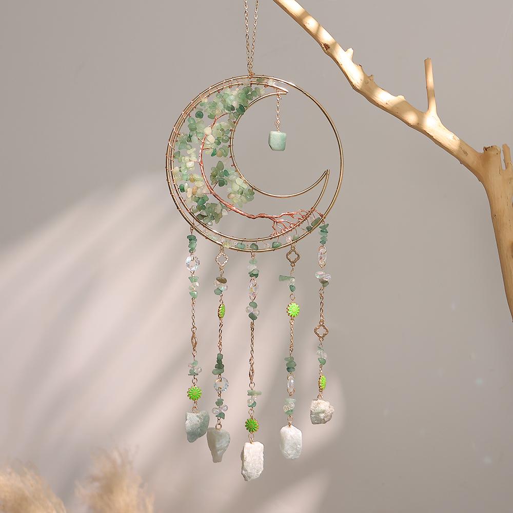 High-End Colorful Crystal Stone Dream Catcher Wind Chime Sun Catcher Decoration for Room Balcony Hanging Ornament Home Decor