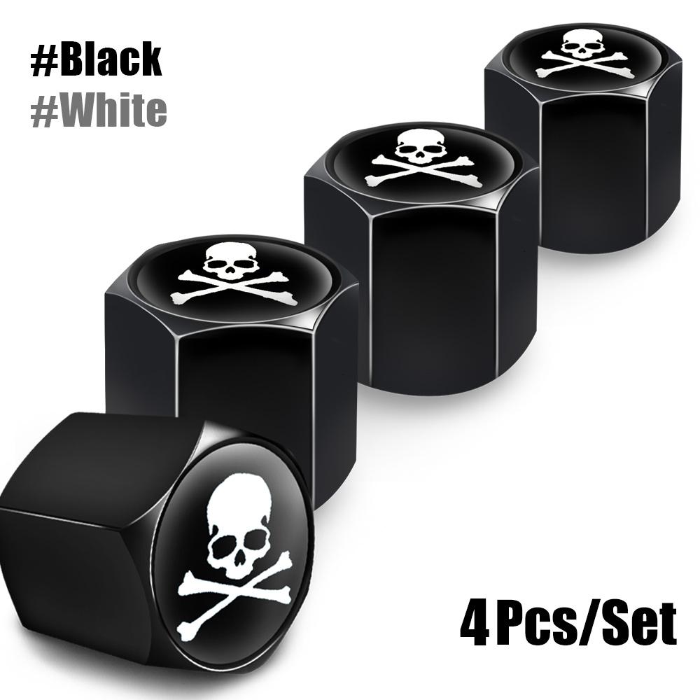 

4Pcs Skull Tire Valve Stem Caps with O Rubber Ring, Universal Stem Covers for Cars, SUVs, Bike, Bicycle, Trucks, Motorcycles