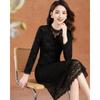 Kebier Elegant Lace Patchwork Slim Midi Dress