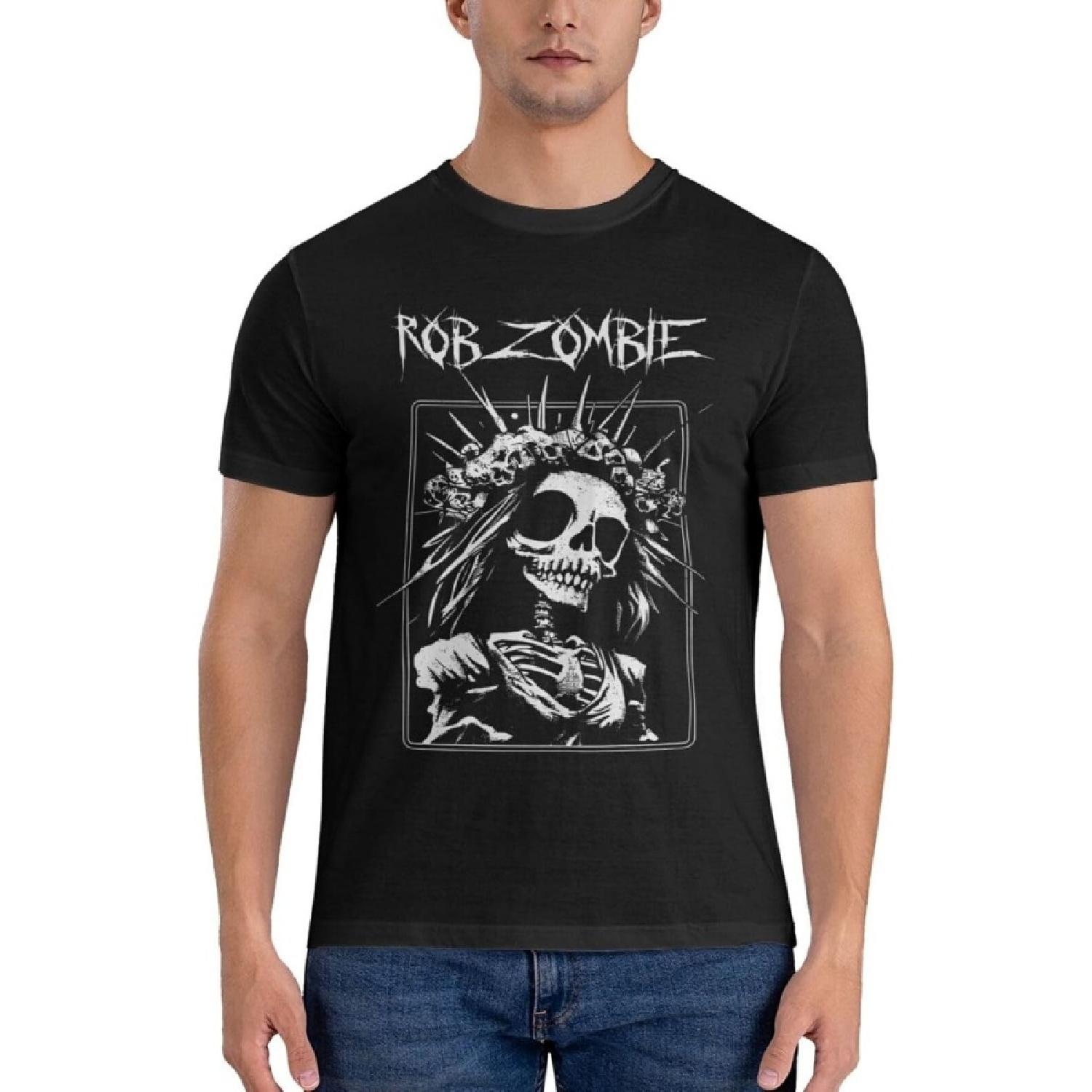 AusuB Rob Band Zombie Men s T Shirt Cotton Graphic T Shirt for Men Round Neck Casual Shirt Black S