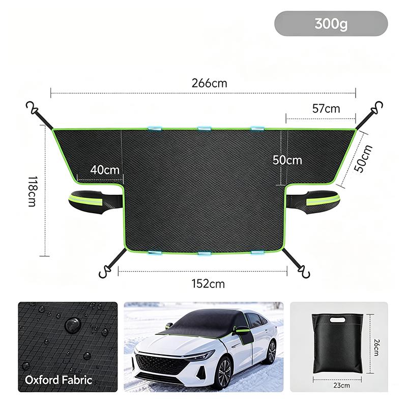 Magnetic Car Windshield Snow Cover, Winter Ice Frost Shield with Side Window & Mirror Protector, Universal for Sedan, SUV