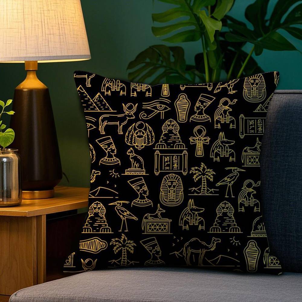 Classic Ancient Egyptian Pillow Case Plush Fabric Soft Double Sided Print Sofa Cushion Cover Throw Pillow Covers