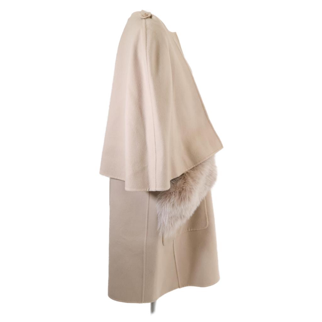 DRAWER 22AW 6525-299-0823 PRE1 Wool Reversible Fur Cape Coat 38 beigeUsed