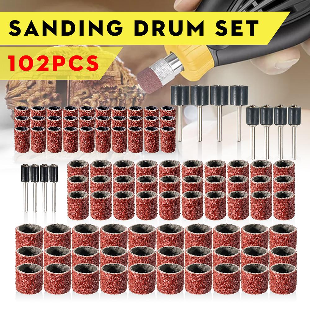 Buy Grit Pads 102pcs Sanding Bands Sleeves Sanding Drum Sanding Disc