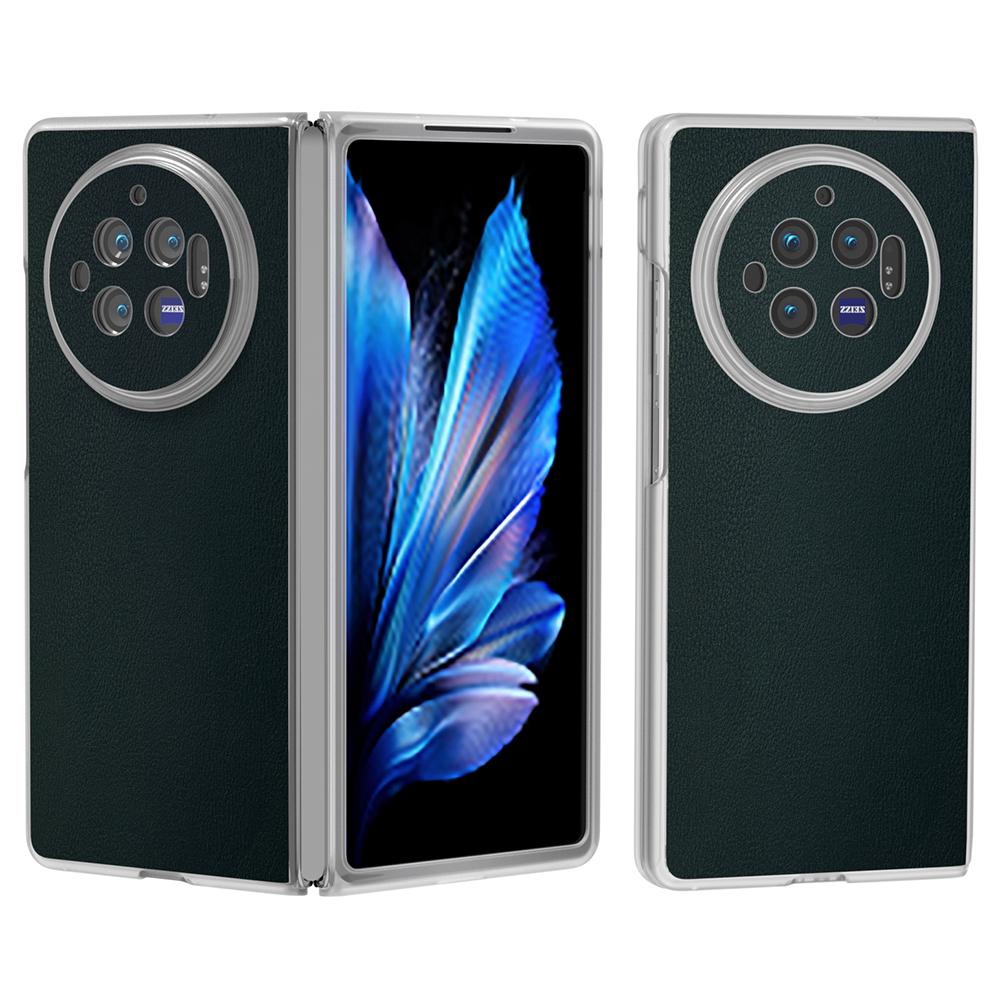 

For vivo X Fold3 Case Anti-Slip Grip Protective Leather+PC Phone Cover Dark Green