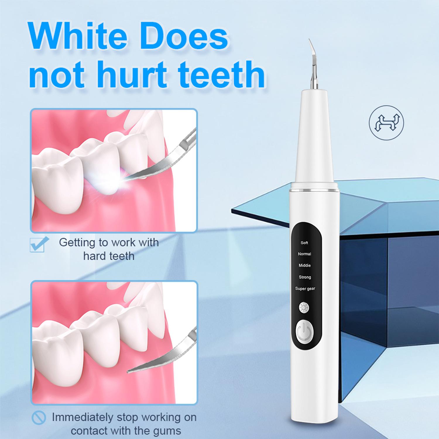 

Ультразвуковий зубний очищувач для зубів Засіб для видалення зубного каменю Зубний камінь Світлодіодний електричний звуковий засіб для чищення зубів Видалення зубного каменю білий