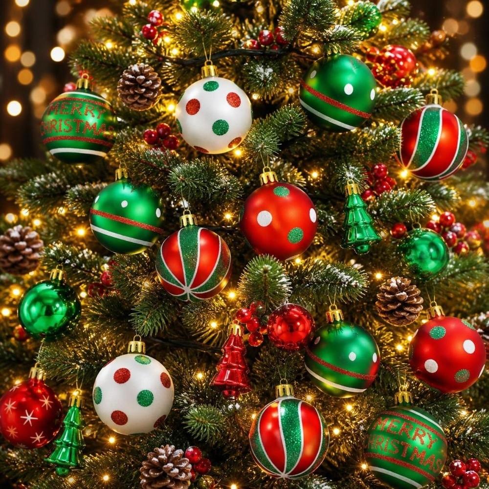 42Pcs/Set Creative Christmas Tree Balls Shiny Xmas Baubles Durable Christmas Ball  Showcase