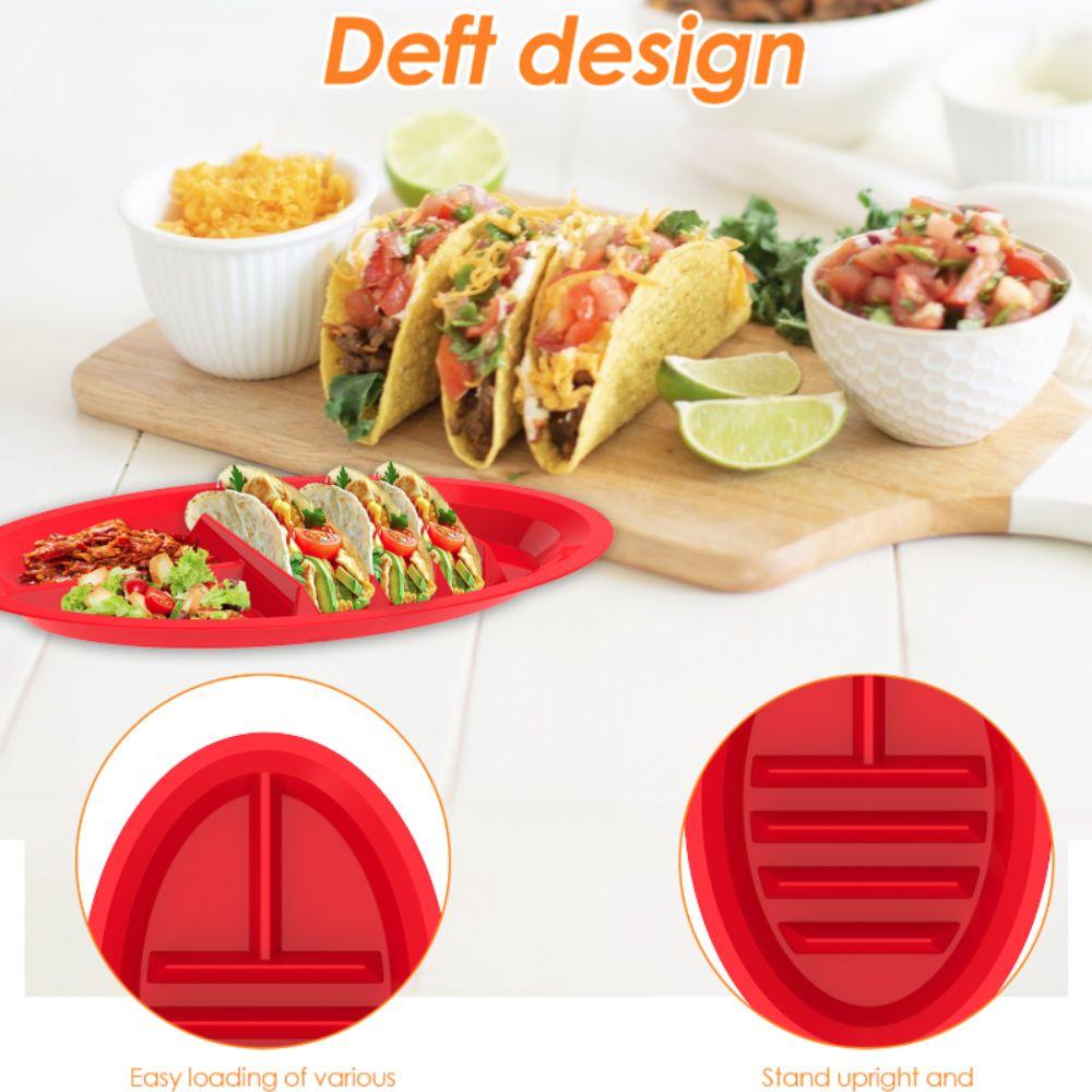 2pcs Divided Taco Serving Tray Oval Taco Holder Divider Plates Taco Plate  Snack